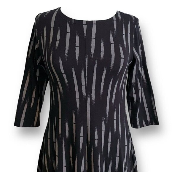 MxM by Matthildur Womens Dress XS Black Gray Stripe Midi Lagenlook Minimalist - Picture 3 of 8